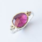 East West Ruby Ring with Accent Diamonds