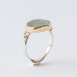 Lotus Aquamarine Ring with Accent Diamonds