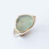Lotus Aquamarine Ring with Accent Diamonds