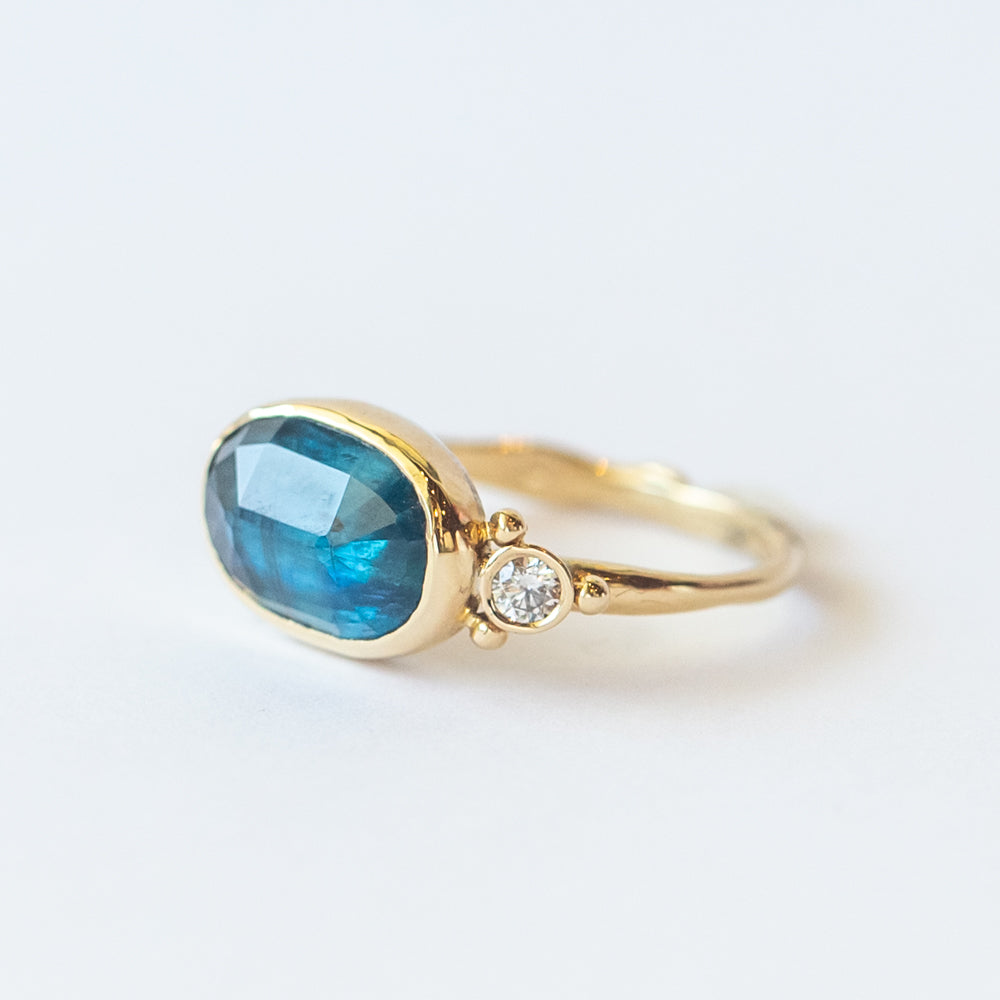 Oval Kyanite Ring with Accent Diamonds