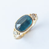 Oval Kyanite Ring with Accent Diamonds