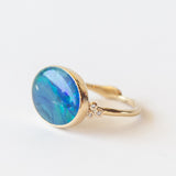 Oval Opal Ring with Accent Diamonds