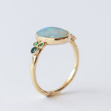 Oval Opal Ring with Accent Emeralds