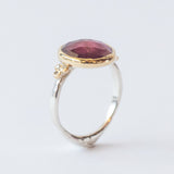 Round Pink Tourmaline Ring with Accent Diamonds