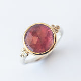 Round Pink Tourmaline Ring with Accent Diamonds