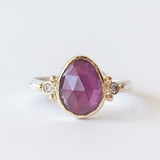 Teardrop Ruby Ring with Accent Diamonds