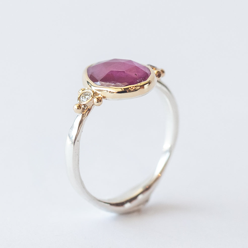 Teardrop Ruby Ring with Accent Diamonds
