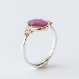 Teardrop Ruby Ring with Accent Diamonds