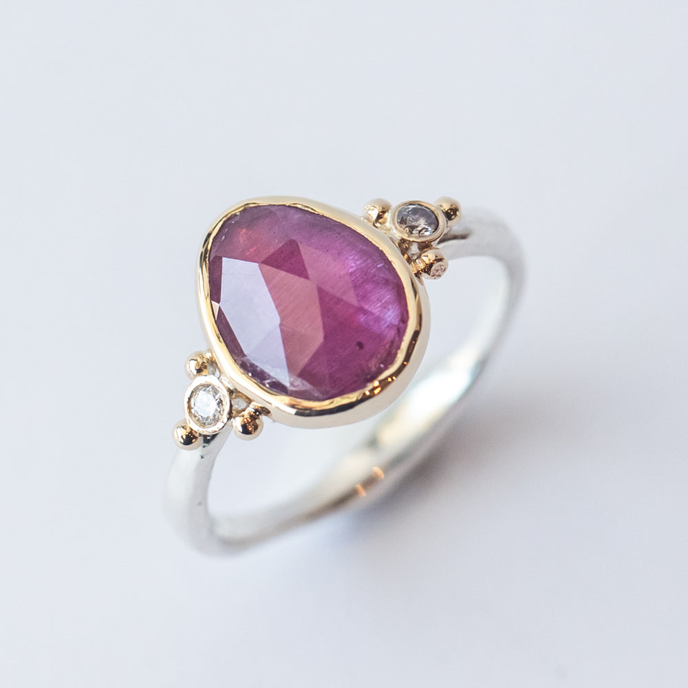 Teardrop Ruby Ring with Accent Diamonds
