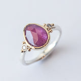 Teardrop Ruby Ring with Accent Diamonds