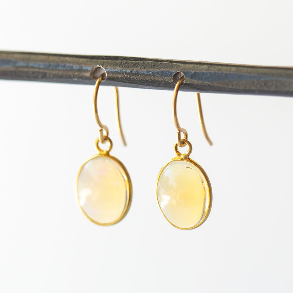 Larve Oval Opal Drop Earrings