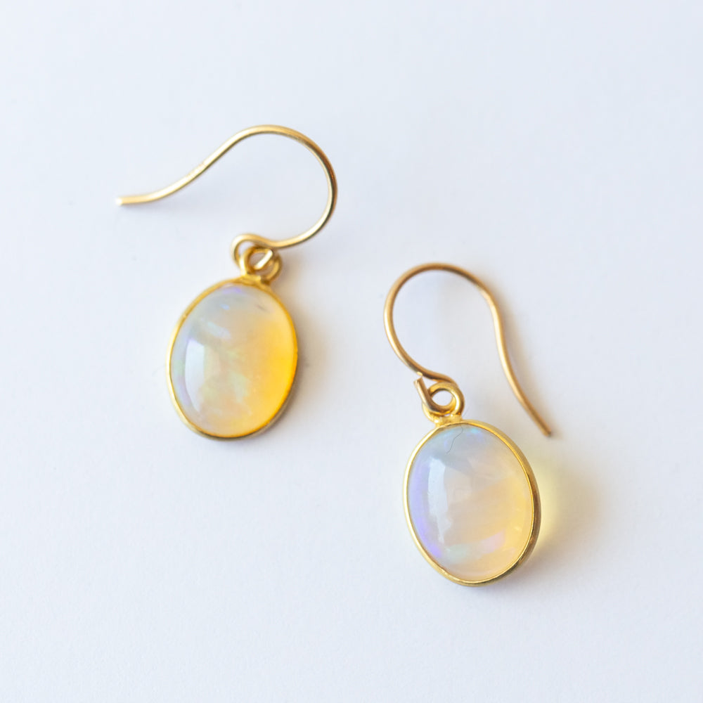 Larve Oval Opal Drop Earrings