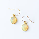 Oval Opal Cabochon Drop Earrings