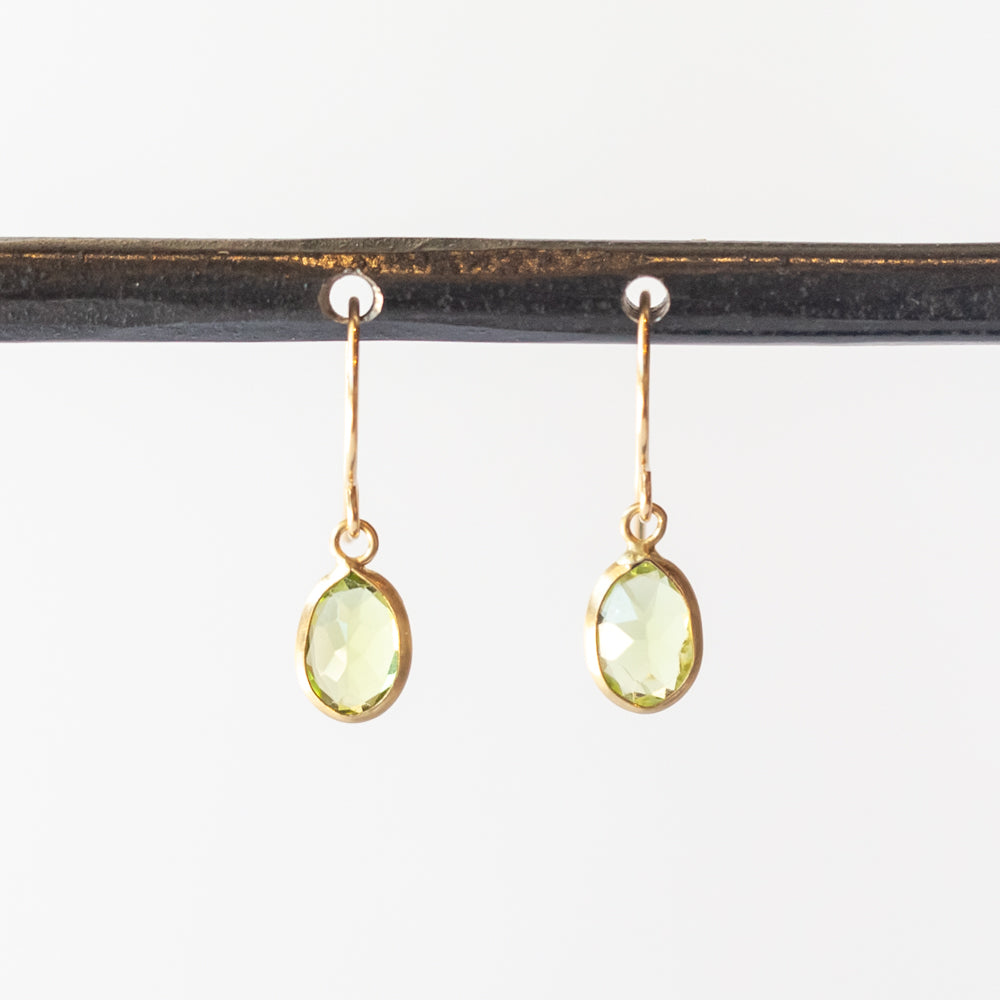 Small Oval Peridot Drop Earrings