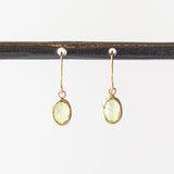 Small Oval Peridot Drop Earrings