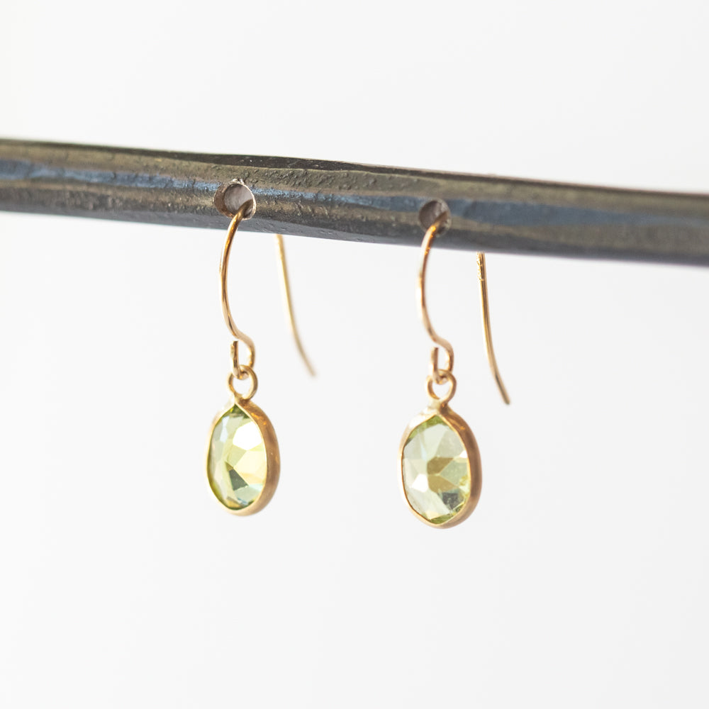 Small Oval Peridot Drop Earrings