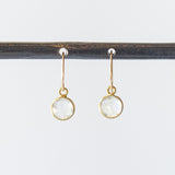 Small Round Rainbow Moonstone Drop Earrings