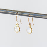 Small Round Rainbow Moonstone Drop Earrings