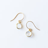 Small Round Rainbow Moonstone Drop Earrings
