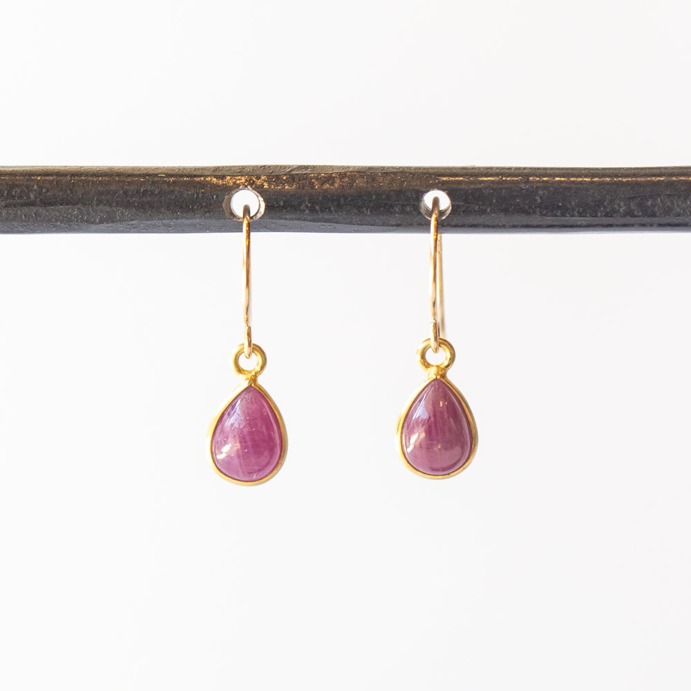 Small Ruby Teardrop Drop Earrings