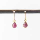 Small Ruby Teardrop Drop Earrings