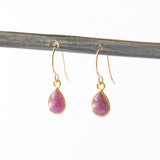 Small Ruby Teardrop Drop Earrings