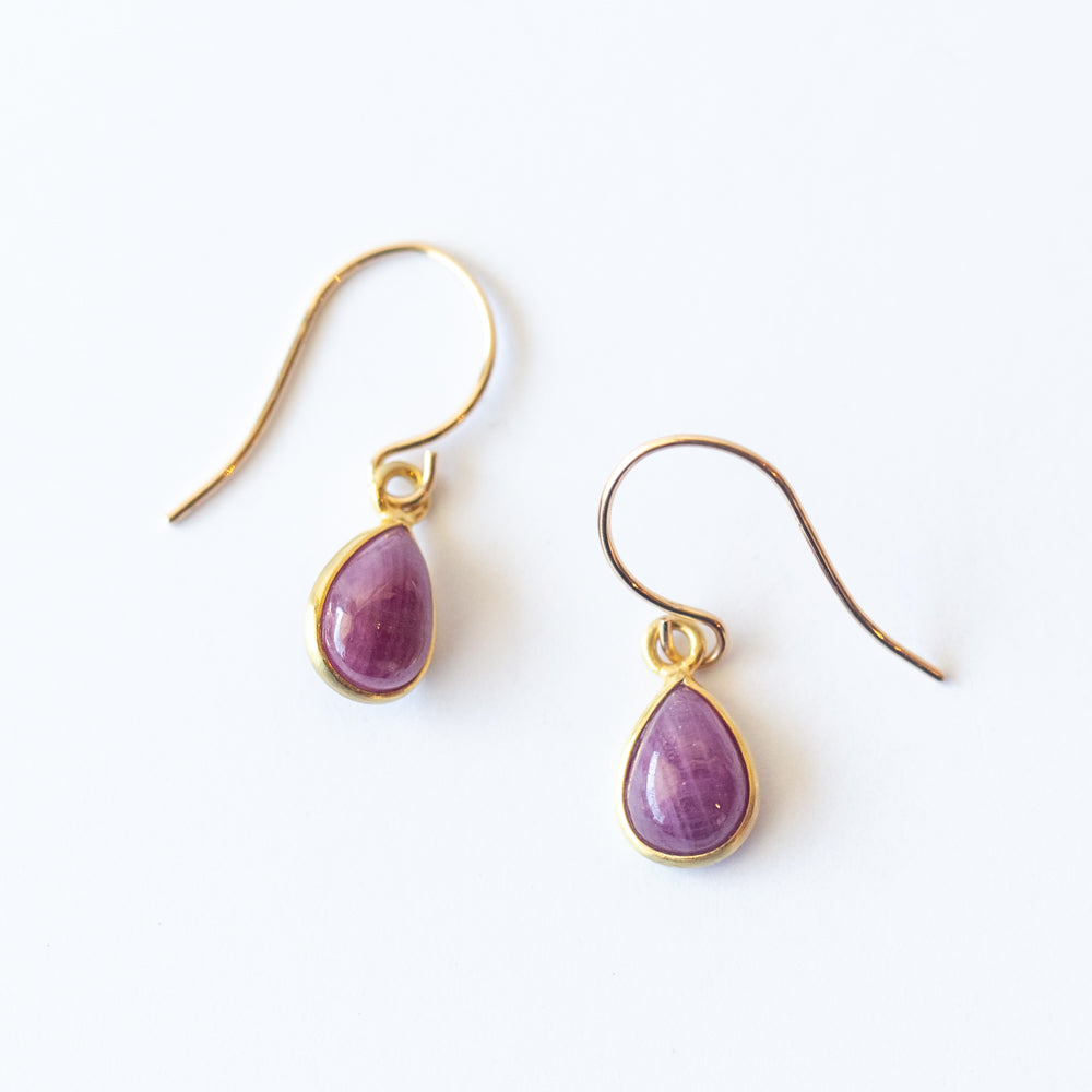 Small Ruby Teardrop Drop Earrings