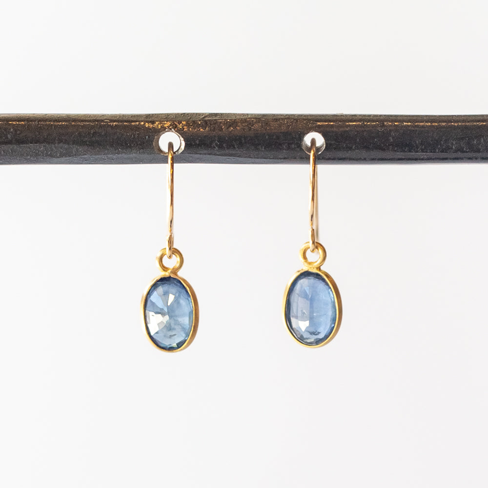 Small Oval Sapphire Drop Earrings
