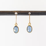 Small Oval Sapphire Drop Earrings