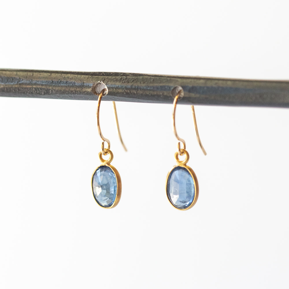 Small Oval Sapphire Drop Earrings