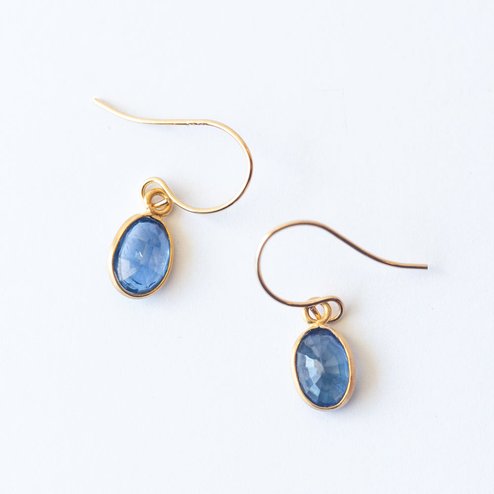 Small Oval Sapphire Drop Earrings