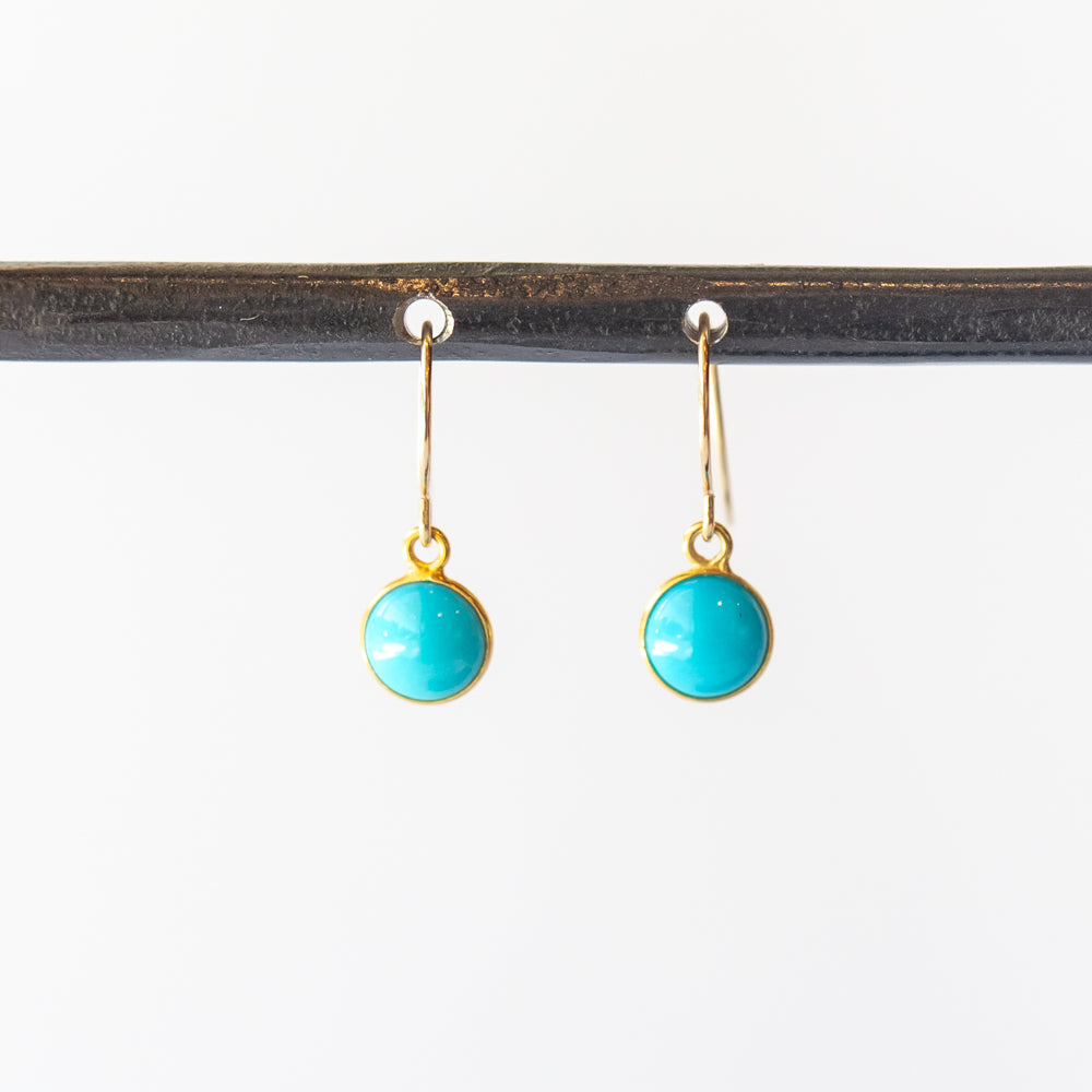Small Round Turquoise Drop Earrings