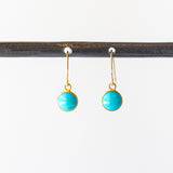 Small Round Turquoise Drop Earrings
