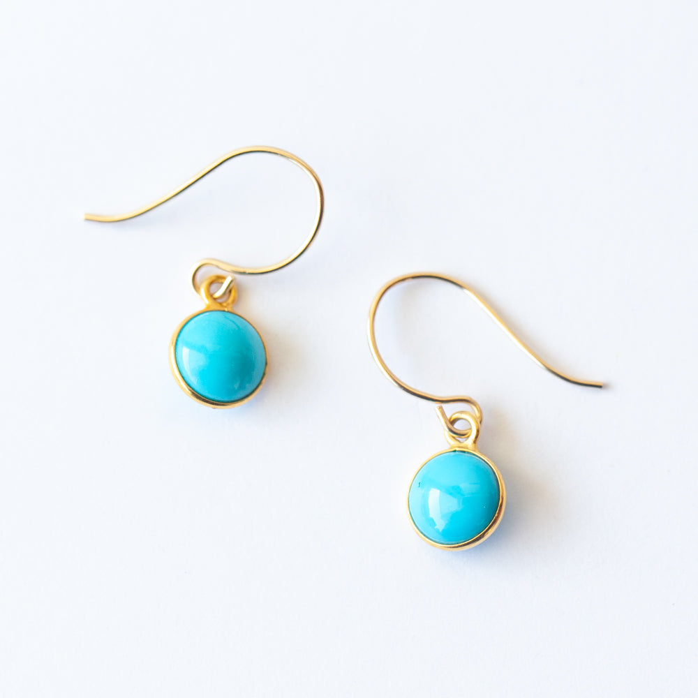 Small Round Turquoise Drop Earrings