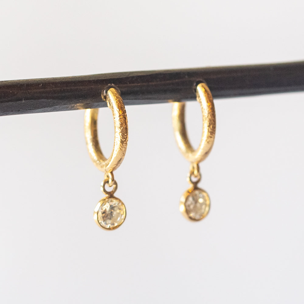Jane Diamond Drop Hoop Earrings