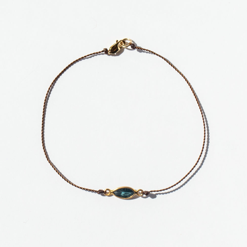 Asymmetrical Marquise Gray Blue Sapphire Cord Bracelet