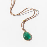 Asymmetrical Teardrop Emerald Cord Necklace