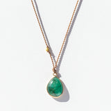 Asymmetrical Teardrop Emerald Cord Necklace