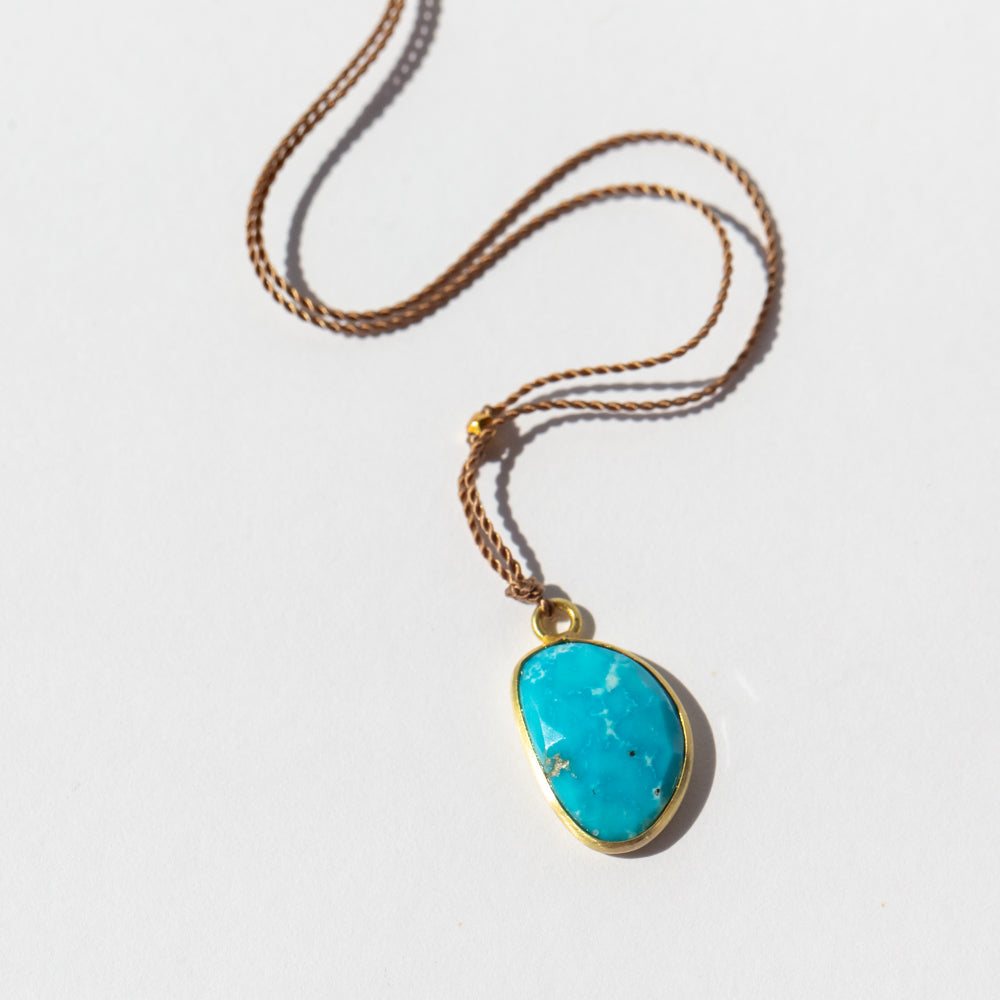 Asymmetrical Turquoise Cord Necklace