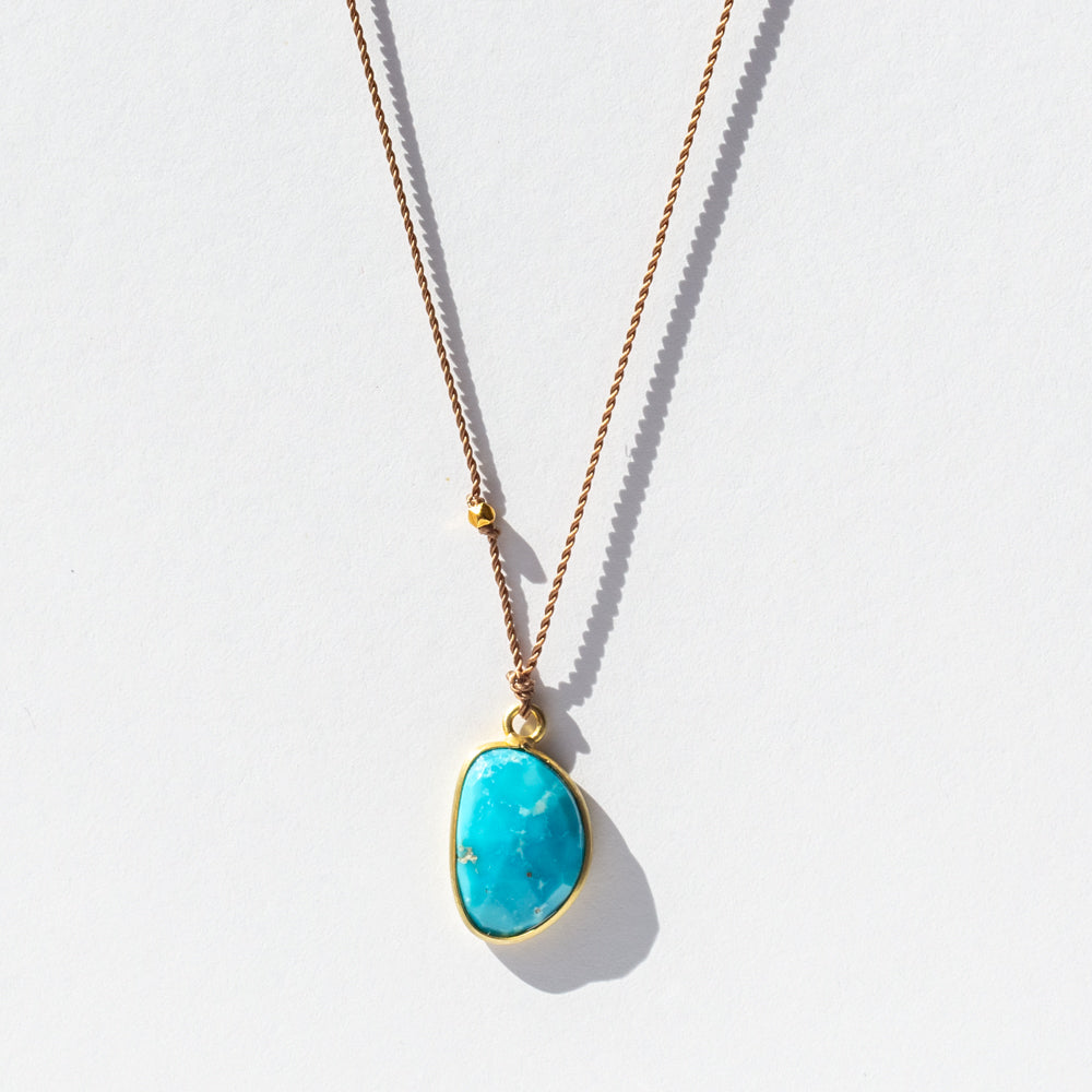 Asymmetrical Turquoise Cord Necklace