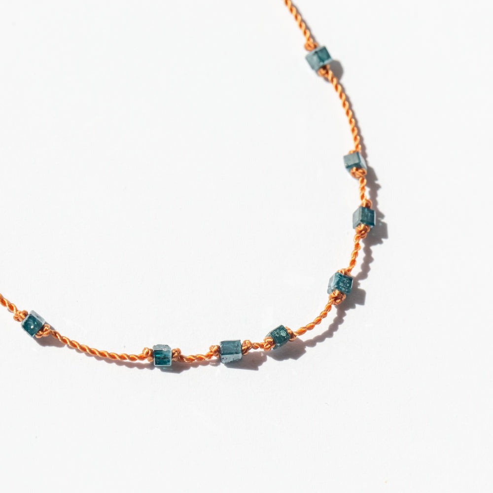 Blue Diamond Cubes Station Cord Bracelet