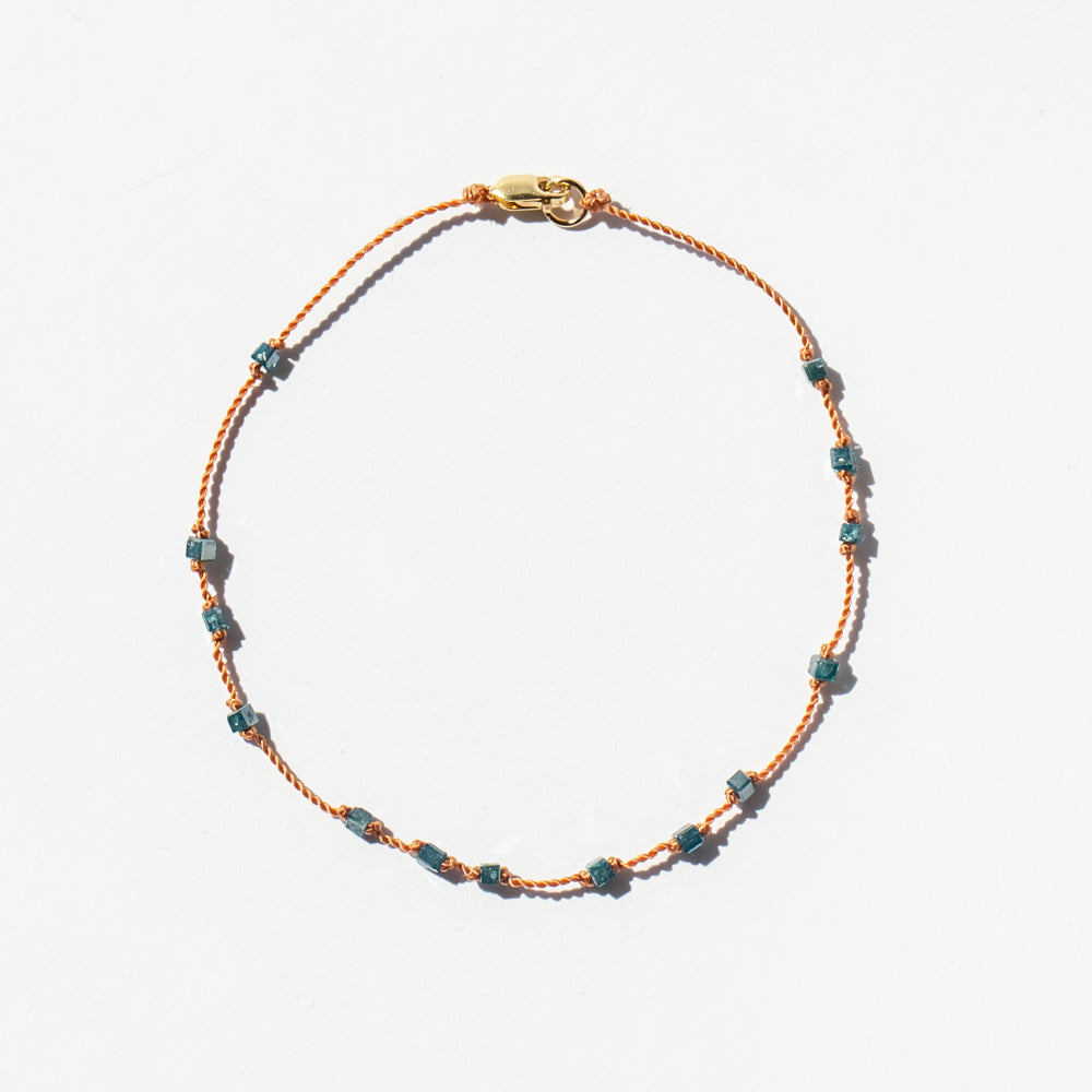 Blue Diamond Cubes Station Cord Bracelet