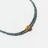 Blue Tourmaline Beaded Bracelet with Chunky Oval Gold Bead