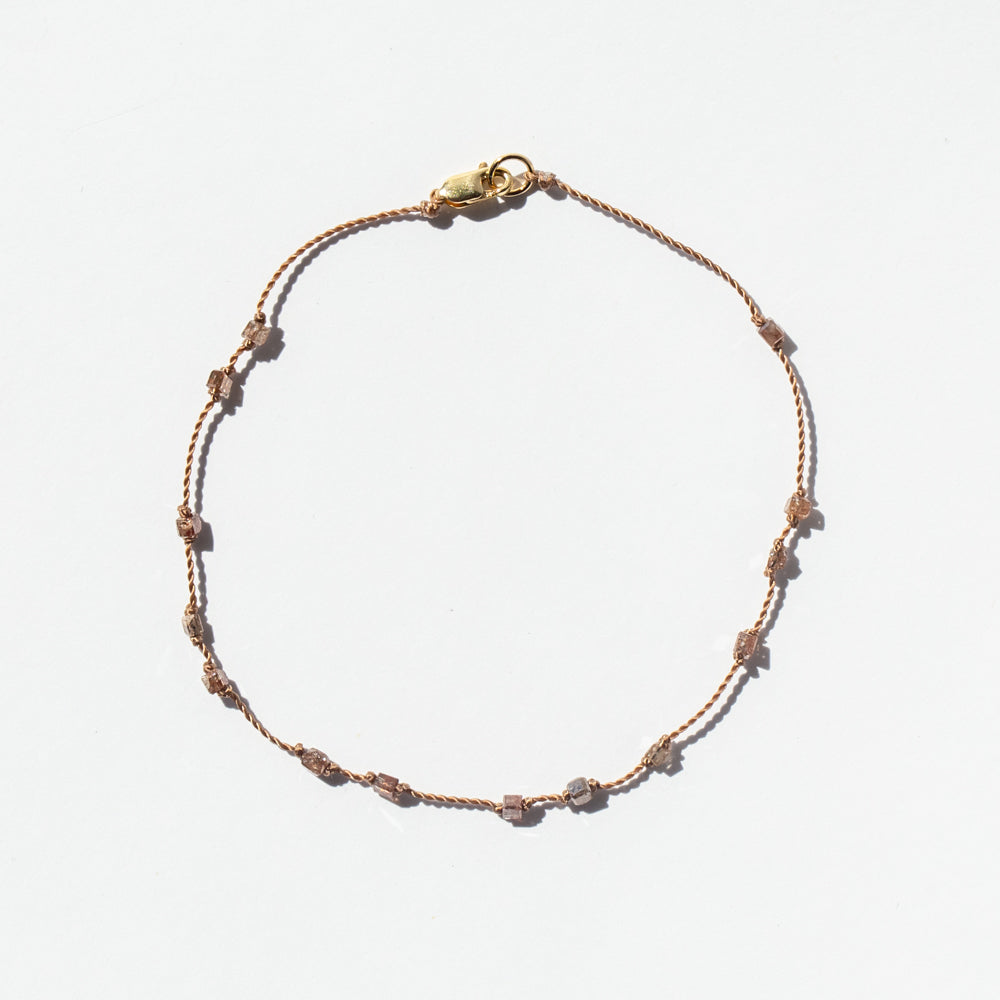 Brown Diamond Cubes Station Cord Bracelet