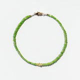 Chrome Diopside Beaded Bracelet with Three Diamond Beads