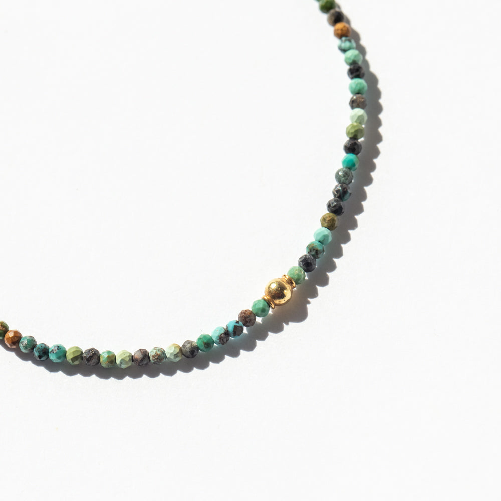 Chrysocolla Beaded Bracelet with Round Gold Bead