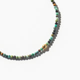 Chrysocolla Beaded Bracelet with Round Gold Bead