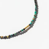 Chrysocolla Beaded Bracelet with Gold Tube Bead