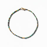 Chrysocolla Beaded Bracelet with Gold Tube Bead