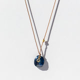 Cushion Kyanite Cord Necklace with Tiny Teardrop Diamond Dangle